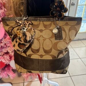 Coach Tan and Brown Signature Tote